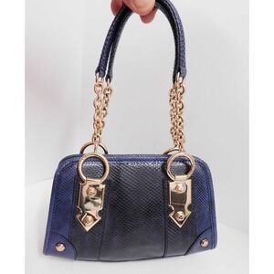 Tanner Krolle Blue Reptile Lizard Copper‎ Hardware Top Handle Purse Handbag